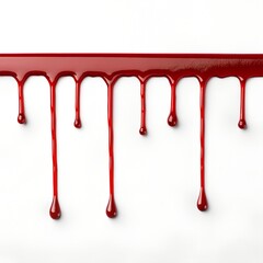 Red liquid dripping down a white surface