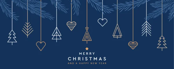 Selbstklebende Fototapeten Marienkäfer merry christmas card with hanging decoration in form of tree and heart vector illustration  © krissikunterbunt