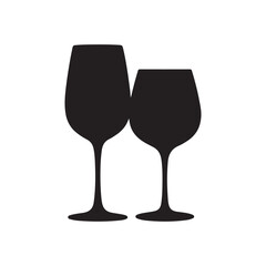 Wine glasses silhouette vector flat illustration design on white background