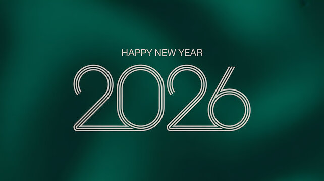 Elegant 2026 Happy New Year text with minimalist design perfect for festive greetings
