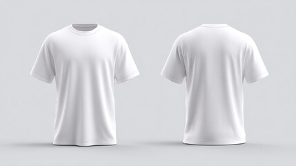 A clean, versatile white T-shirt presented in front and back views, ideal for showcasing designs or highlighting its simple style.