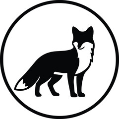 Illustration of a standing fox in a circle silhouette vector