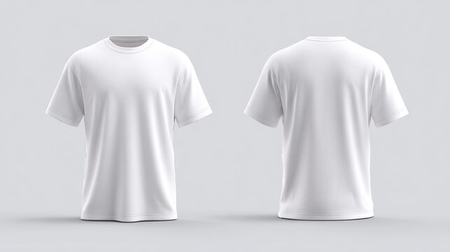 A clean, versatile white T-shirt presented in front and back views, ideal for showcasing designs or highlighting its simple style.