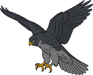Flying Falcon Cartoon Mascot Vector Illustration