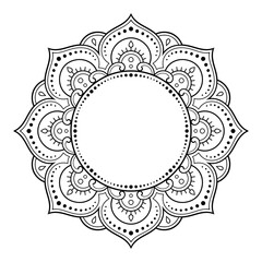 Frame in eastern tradition. Stylized with henna tattoos decorative pattern for decorating covers for book, notebook, casket, magazine, postcard and folder. Flower border in mehndi style.