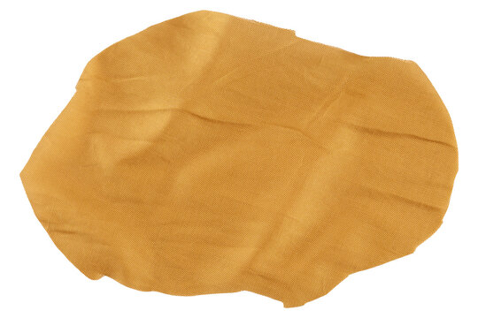 Fabric speech bubble isolated, circular textile design element for text overlay, craft background with organic handmade cloth texture for creative projects