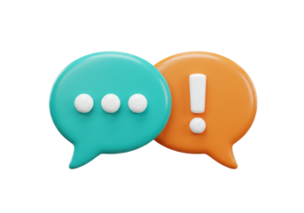 Isolated discussion balloons render of thoughts, idea or communication, question and answer symbol