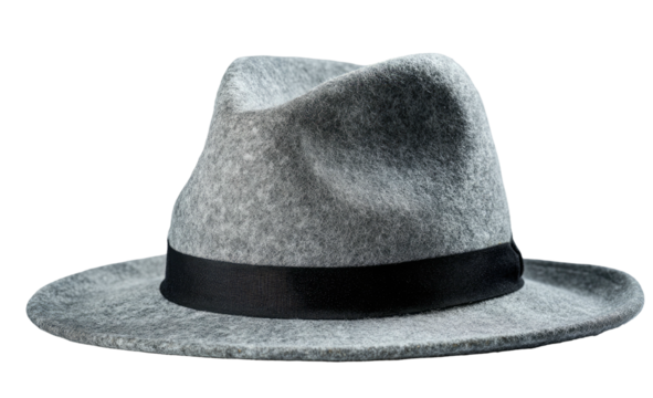 Gray felt fedora with a black ribbon