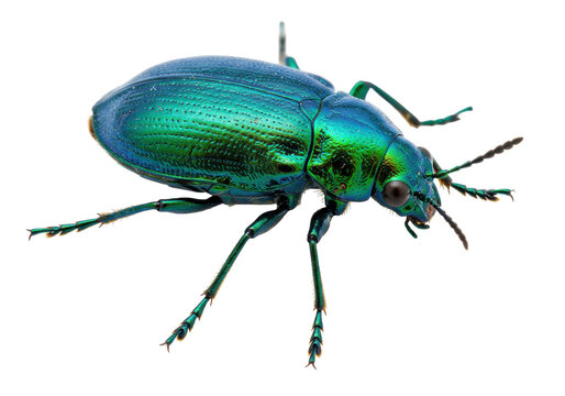 Isolated Metallic Green Beetle, iridescent insect viewed closely, arthropod, gleaming, macro, close-up