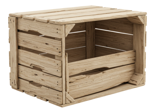Isolated Wooden Crate a Vintage Storage Container for Packaging or Transporting Objects