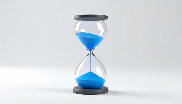 Antique sandglass concept with passing time icon object on blue background symbol for business deadline - Powered by Adobe
