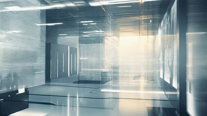 Futuristic server room displaying abstract data information - Powered by Adobe