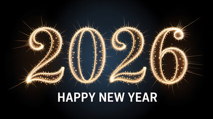 Sparkling 2026 Happy New Year celebration with bright festive fireworks