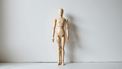 Minimalist Wooden Artist Mannequin Relaxed Pose