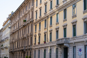 old European houses on the main street of the old town	