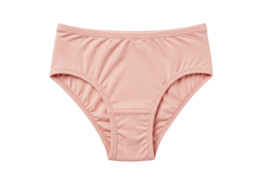 Isolated pastel pink women's briefs. Classic female underwear, knickers, lingerie and clothing