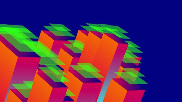 vibrant, geometric shapes. incorporates a glitch aesthetic with overlapping semi-transparent parallelograms that create a sense of motion and disruption background