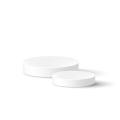 Minimal white round podium on clean background. Modern 3D vector scene for product presentation, cosmetics, or Valentine’s Day mockup design.