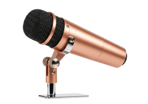Isolated microphone audio sound recording for podcasts or studio in bronze, isolated
