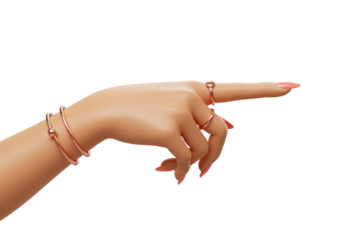 Isolated woman's hand with jewelry, fashionable accessories and pink nails for presentation