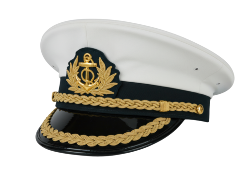 Isolated captain hat insignia, symbol of authority in navy maritime service marine forces