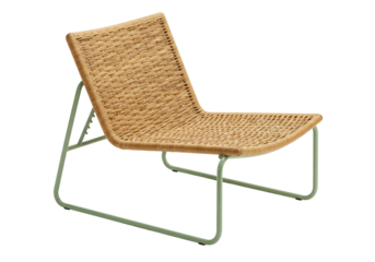 Isolated wicker lounge chair design, handcrafted contemporary piece of furniture indoors