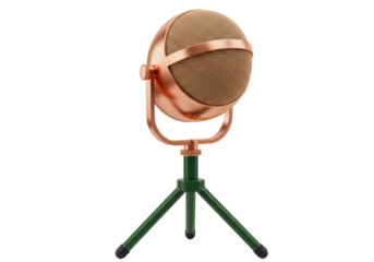 Isolated vintage microphone, a classic recording studio device for vocals and podcasts