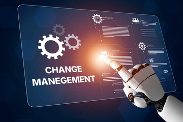 AI supports business transformation through change management strategies combining innovation, globalization, solution enablement, and team collaboration Vouch