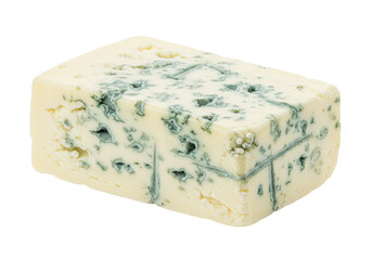 Isolated Gorgonzola cheese slice is ready to be served on a cheese board, food still life