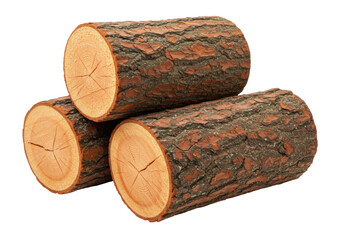 Isolated stack of firewood logs, close-up cross-section wood, a renewable energy source