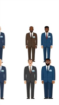 Diverse Businessmen Standing Attire Formal Professional Suits White Background