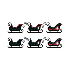 Christmas Santa Sleigh Icon Set – Festive Holiday Design Collection