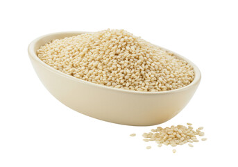 Isolated bowl of raw organic sesame seeds, healthy grain, vegan source of calcium and protein