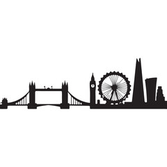 London UK City Skyline Silhouette Vector Illustration