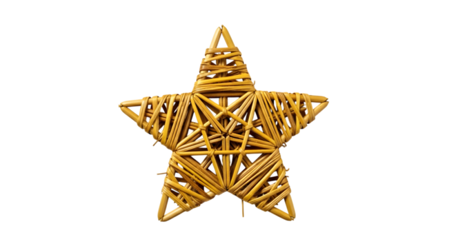 Rustic woven star ornament isolated on transparent background - Powered by Adobe