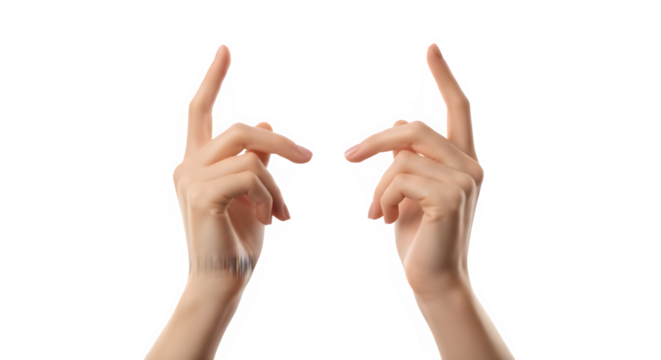 Woman's hands with index finger pointing - Powered by Adobe