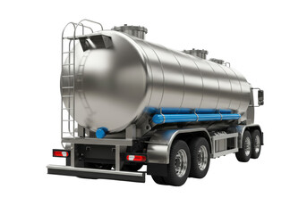 Isolated stainless steel tank truck for liquid transport, logistics and industrial solutions
