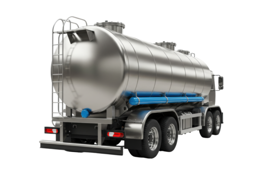 Isolated stainless steel tank truck for liquid transport, logistics and industrial solutions