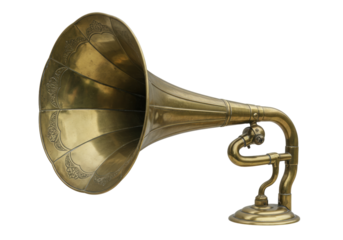 Isolated Phonograph Horn Antiquity, Gramophone Classical Music Nostalgia Sound System Antique