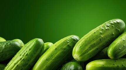 Green fresh organic cucumbers banner background — health concept
