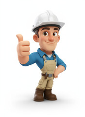 Cartoon Constructor Gives Enthusiastic Thumbs-Up Approval