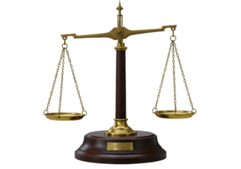 Isolated Justice Scale standing, concept of balance in the law, a fair and impartial judge