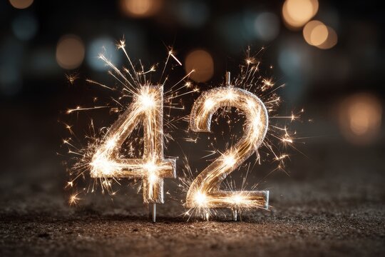 Sparkler Numbers Birthday Celebration Four Two Light Brightness