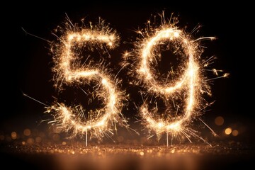 Sparkling Numbers 5 and 9 Created with Sparklers on Dark Background