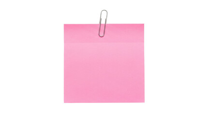 Isolated pink sticky note attached with clip, a convenient reminder for important tasks