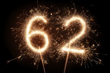 Sparkler Numbers 6 and 2 for Celebration and New Year Theme