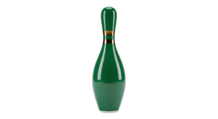 Isolated ninepin in green for skittles game, classic German bowling, recreation activity