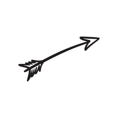 Hand Drawn Arrow with Feathers Vector Illustration