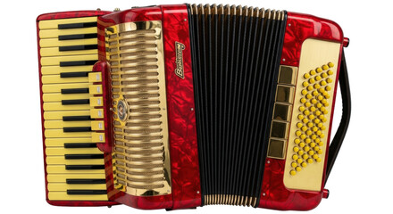 Isolated Accordion Instrument with Piano Keyboard and Buttons for Folk Music Band Practice