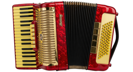 Isolated Accordion Instrument with Piano Keyboard and Buttons for Folk Music Band Practice